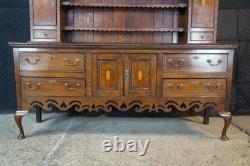 Antique Georgian Period English Oak Welsh Dresser Pewter Cupboard Buffet Hutch