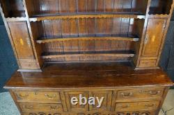 Antique Georgian Period English Oak Welsh Dresser Pewter Cupboard Buffet Hutch