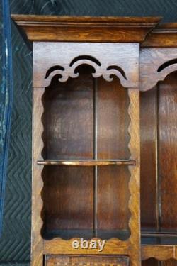 Antique Georgian Period English Oak Welsh Dresser Pewter Cupboard Buffet Hutch
