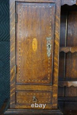Antique Georgian Period English Oak Welsh Dresser Pewter Cupboard Buffet Hutch