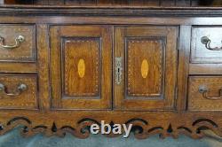 Antique Georgian Period English Oak Welsh Dresser Pewter Cupboard Buffet Hutch
