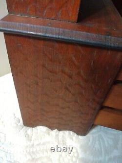 Antique German Miniature Wood Cabinet S. Sample Hutch Hd Carved Designs 3 Dr