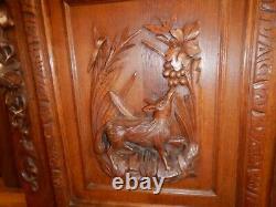 Antique German Oak Court Cabinet Carved Fox & Hound 1880's Cupboard