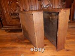 Antique German Oak Court Cabinet Carved Fox & Hound 1880's Cupboard