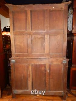 Antique German Oak Court Cabinet Carved Fox & Hound 1880's Cupboard