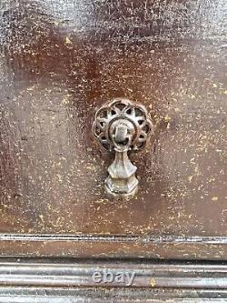 Antique Glass Door Wood China Cabinet Hutch Curio with Drawer & Shelves to Restore