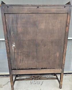 Antique Glass Door Wood China Cabinet Hutch Curio with Drawer & Shelves to Restore