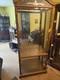 Antique Glass Fronted Curio Cabinet Wood Frame Brown Stained 2 Shelves
