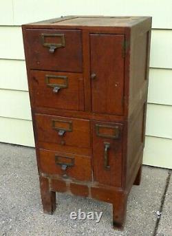 Antique Globe Oak Stacking File Cabinet
