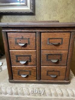 Antique Globe Wernicke Oak Index Card File Catalogue 6 Drawer Cabinet USA Heavy