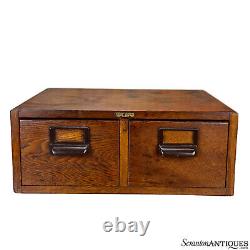 Antique Globe Wernicke Quartersawn Oak 2-Drawer Card Catalog Library Cabinet