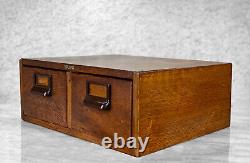 Antique Globe Wernicke Quartersawn Oak 2-Drawer Card Catalog Library Cabinet