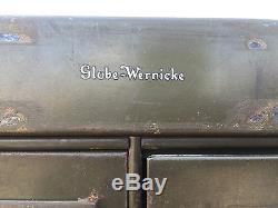 Antique Globe Wernicke Vtg Industrial Green Metal 36 Drawer Library File Cabinet