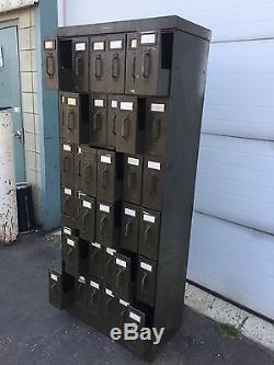 Antique Globe Wernicke Vtg Industrial Green Metal 36 Drawer Library File Cabinet