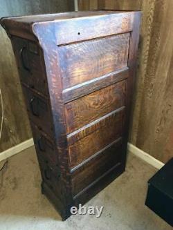 Antique Globe Wernicki Tilt-Front Oak File Cabinet