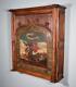 Antique Gothic French Wall/key/display/bar Cabinet In Solid Walnut Withpainting