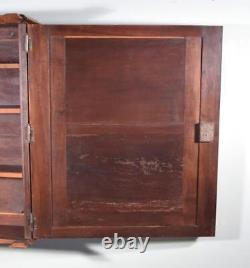 Antique Gothic French Wall/Key/Display/Bar Cabinet in Solid Walnut withPainting
