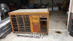 Antique Hamilton Manufacturing Printers Cabinet. With Granite Top