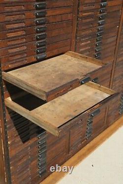 Antique Hamilton Oak Apothecary Flat File Map Cabinet 105 Wood Drawers Vintage