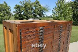 Antique Hamilton Oak Apothecary Flat File Map Cabinet 105 Wood Drawers Vintage
