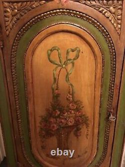 Antique Hand Painted Cabinet Console