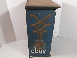 Antique Hand Painted St. Sebastian Wooden Cabinet Box Reliquary