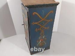 Antique Hand Painted St. Sebastian Wooden Cabinet Box Reliquary