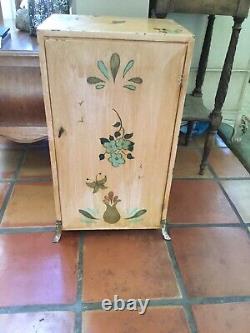 Antique Hand painted Footed Medicine Cabinet 26 T