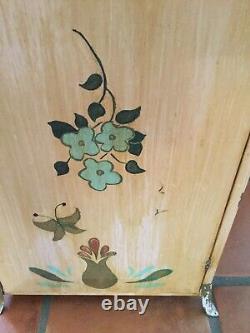 Antique Hand painted Footed Medicine Cabinet 26 T