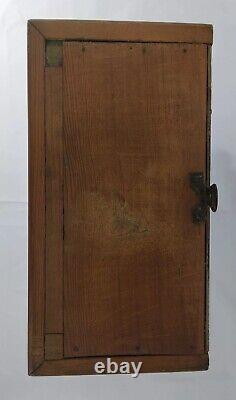 Antique Handmade Pine Wood Wall Hanging Cupboard Spice Cabinet 16 In X 13 In