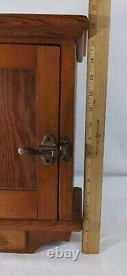 Antique Handmade Pine Wood Wall Hanging Cupboard Spice Cabinet 16 In X 13 In