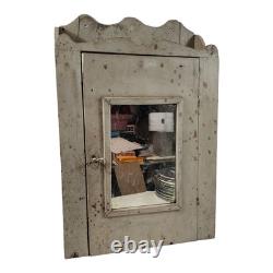 Antique Hanging Rustic Mirror Medicine Storage Cabinet Painted Hand Made