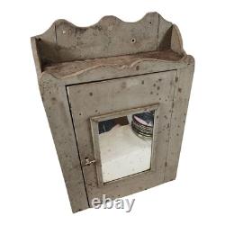 Antique Hanging Rustic Mirror Medicine Storage Cabinet Painted Hand Made