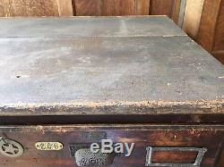 Antique Hardware Store Drawer Unit, Industrial Wood Parts Cabinet, Apothecary