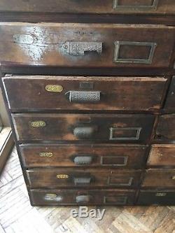 Antique Hardware Store Parts Cabinet, Oak Drawer Unit, Flat File Apothecary