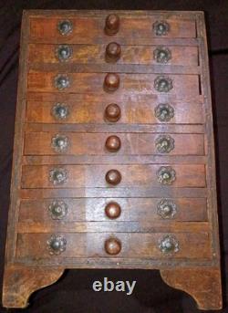 Antique Hindu Asian 8 Drawer Solid Wood Metal Jewelry Spice Organizer RARE