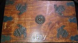 Antique Hindu Asian 8 Drawer Solid Wood Metal Jewelry Spice Organizer RARE