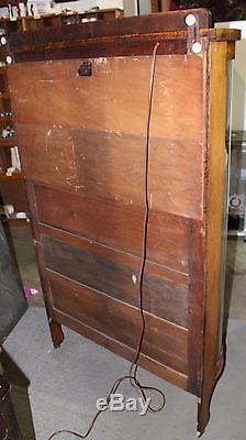 Antique Hingher Furniture Co. Illuminated and Curved Curio Display Oak Cabinet