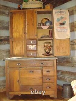 Antique -Hoosier/Baker Cabinet Early 1900s Oak, Great History! Original