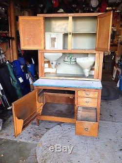 Antique Hoosier Cabinet Chest Cupboard Original Finish Hardware Solid Wood