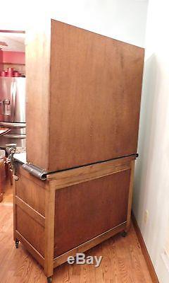 Antique Hoosier Cabinet, Deluxe, Has Many Extras, OBO Oak Sellers Kitchen 1900's
