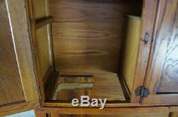 Antique Hoosier Cupboard Oak Kitchen Cabinet Tambour Pantry Rustic Farmhouse