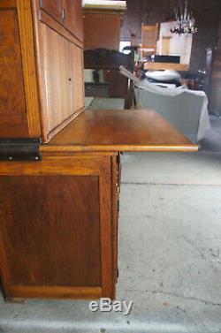 Antique Hoosier Cupboard Oak Kitchen Cabinet Tambour Pantry Rustic Farmhouse