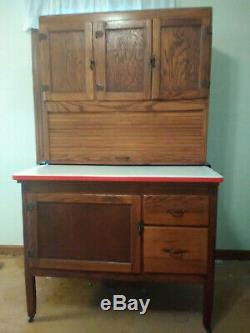 Antique Hoosier Kitchen Cabinet with Porcelain Counter top and Flower Bin