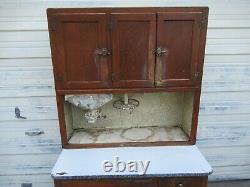 Antique Hoosier Kitchen Cupboard Cabinet For Restoration Work Parts Or As Is