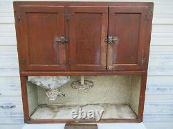 Antique Hoosier Kitchen Cupboard Cabinet For Restoration Work Parts Or As Is