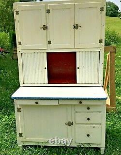 Antique Hoosier Style Wood Kitchen Cabinet