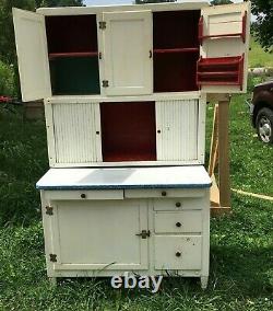 Antique Hoosier Style Wood Kitchen Cabinet