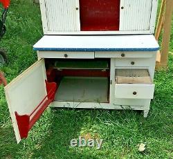 Antique Hoosier Style Wood Kitchen Cabinet