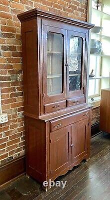 Antique Hutch Buffet China Cabinet Cupboard Oak Wood Original Vtg Hoosier Style